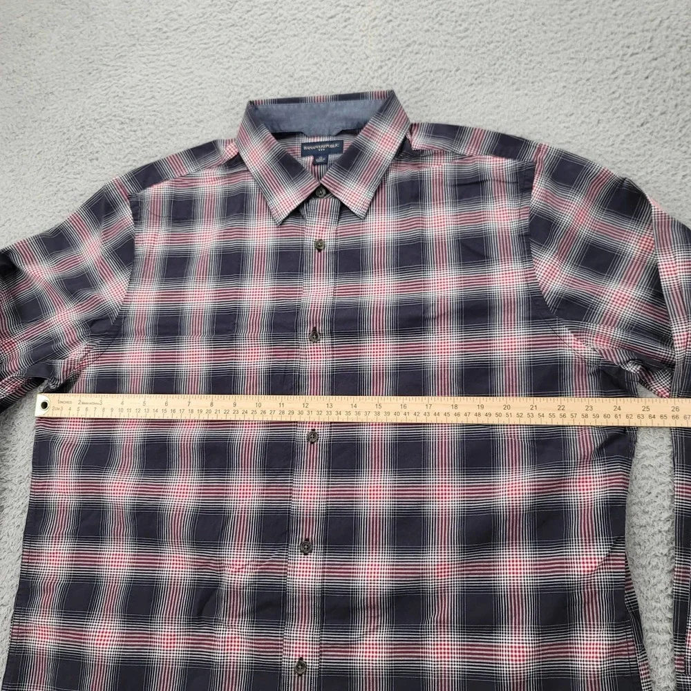 Banana Republic Shirt Mens XL Blue Red plaid Button Up Long‎ Sleeve Classiccore